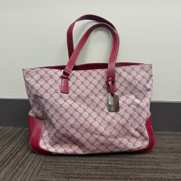 Ralph Lauren Handbags - Ralph Lauren Wine Red Tote Bag with RLL Monogram Leather Silver Hardware